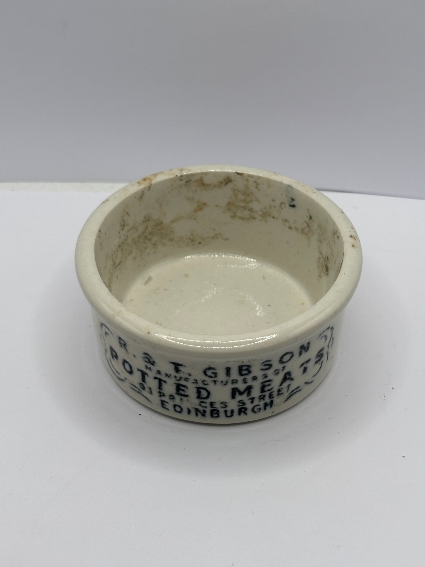 Old R&T advertising potted meat dish, Edinburgh