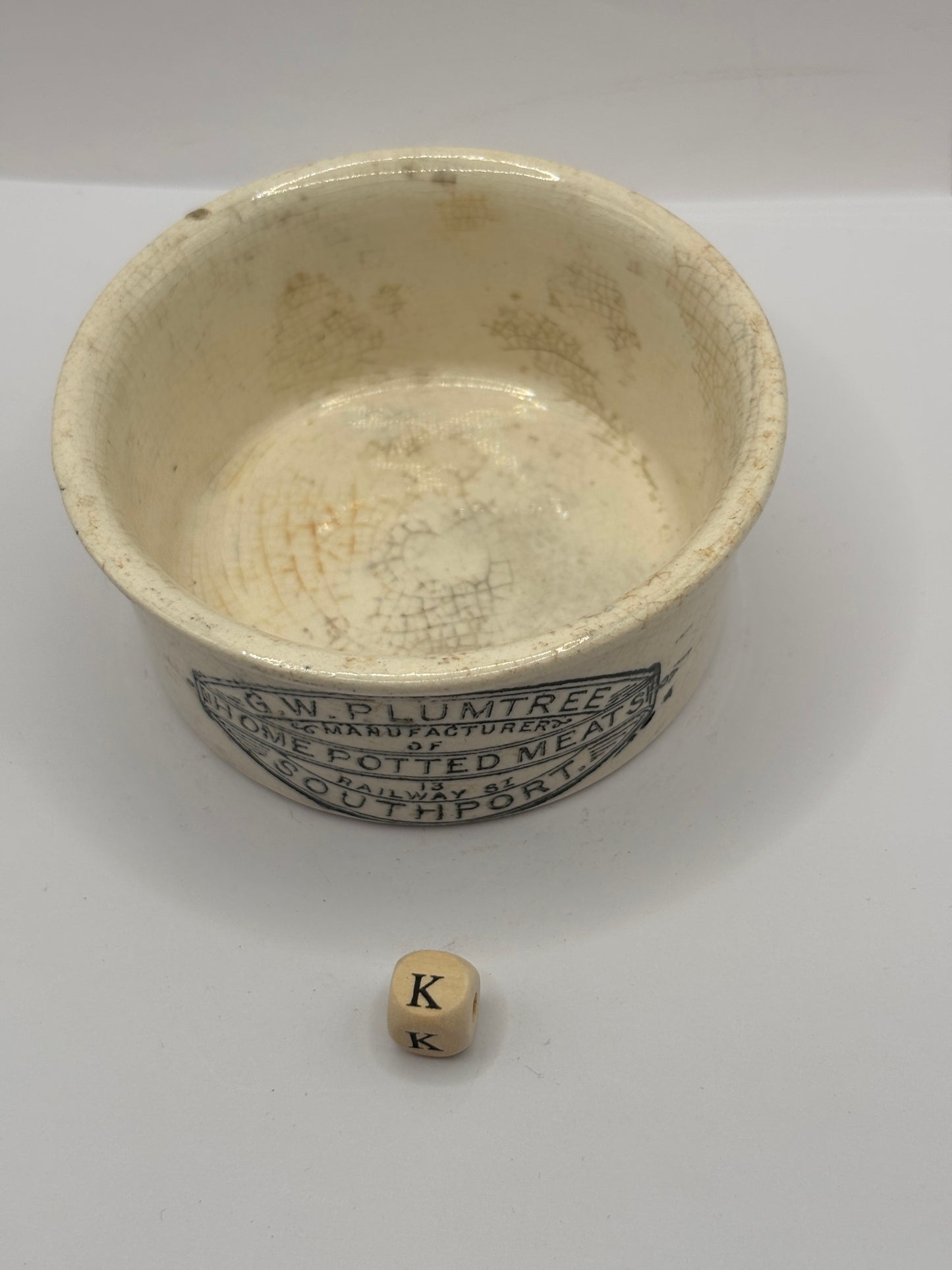 Old Plumtree advertising meat paste pot (k)