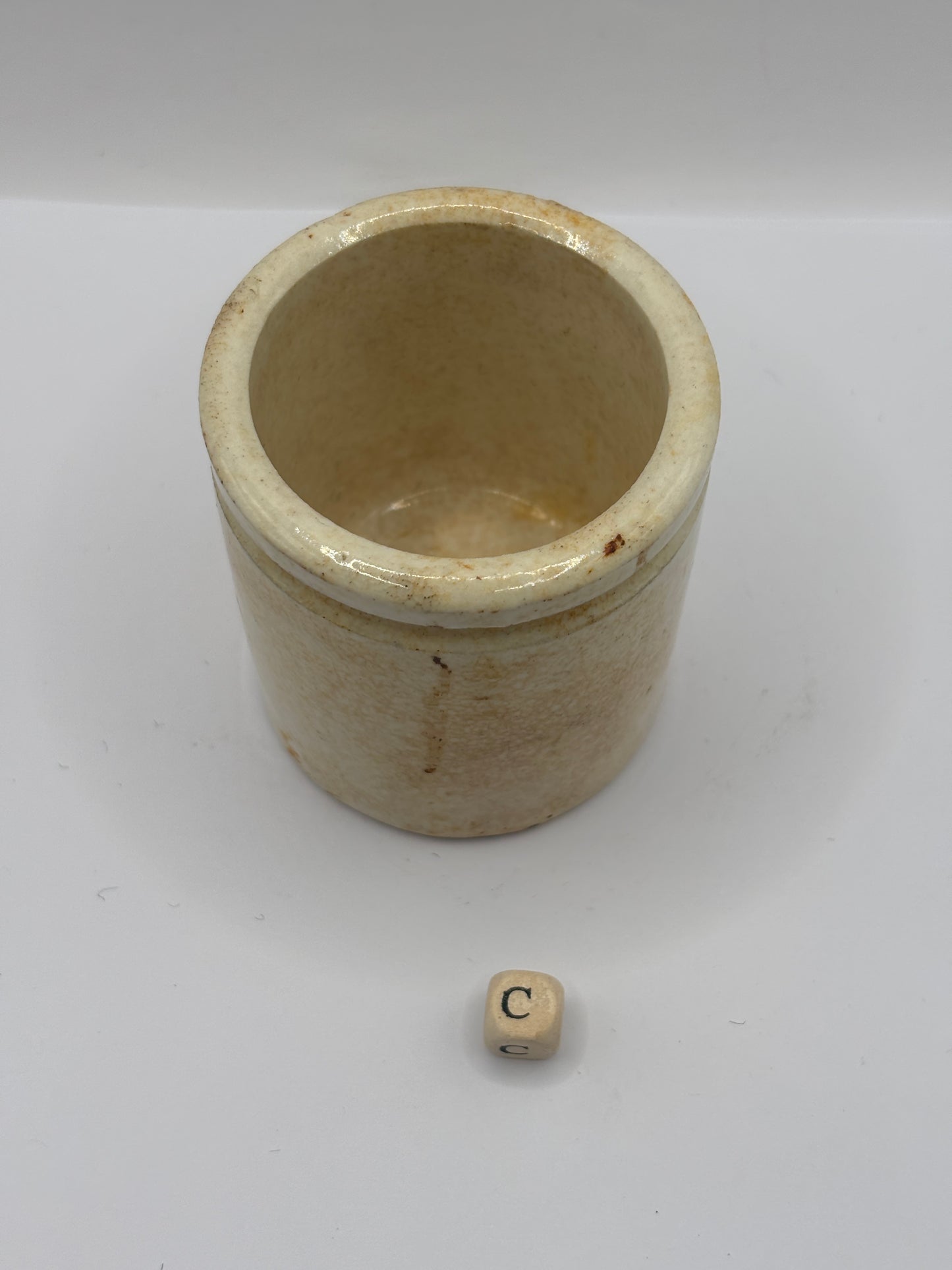 Old small chunky stoneware pot (c)