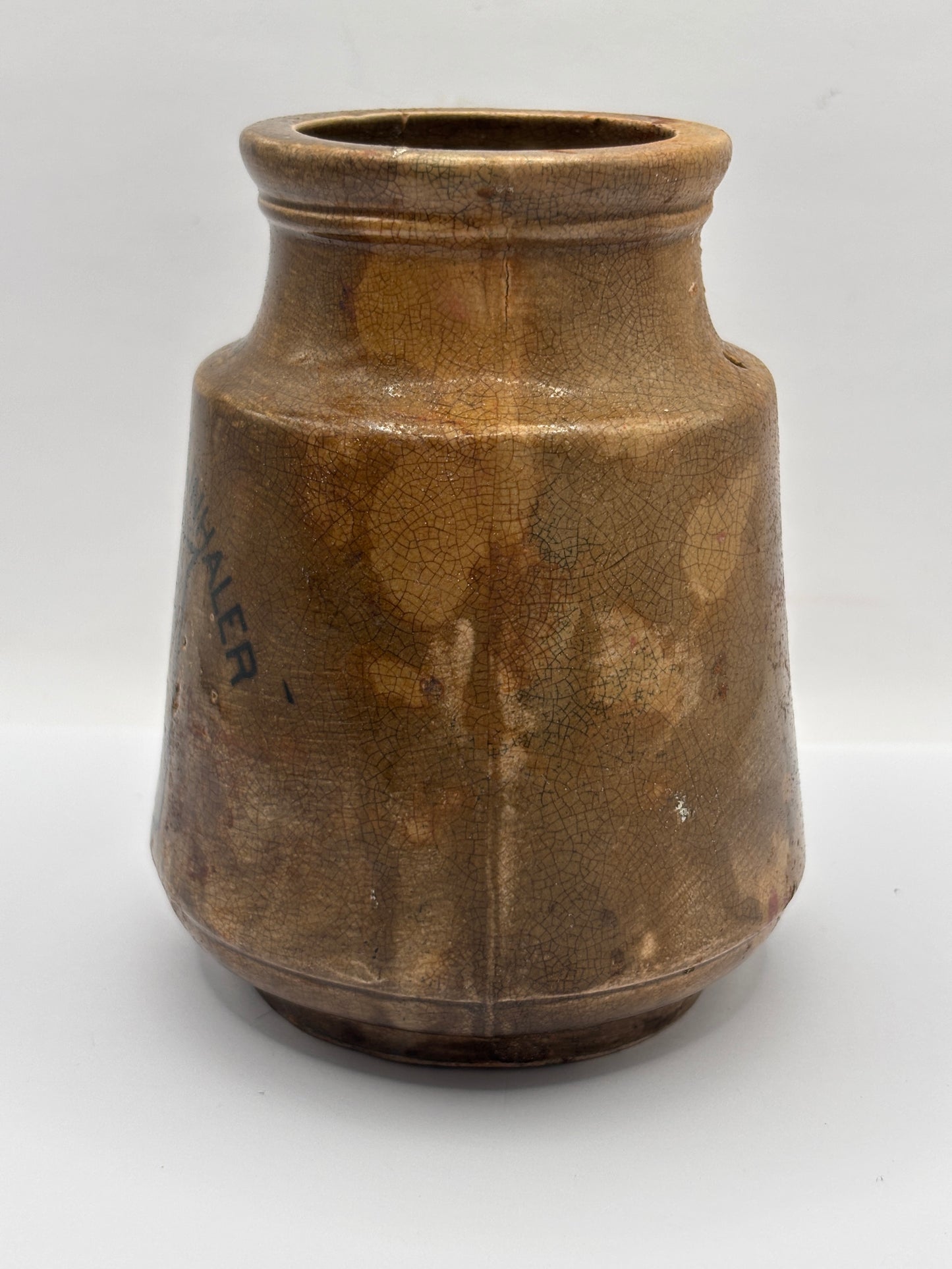 Old stoneware advertising inhaler, Hockins Bronchial inhaler