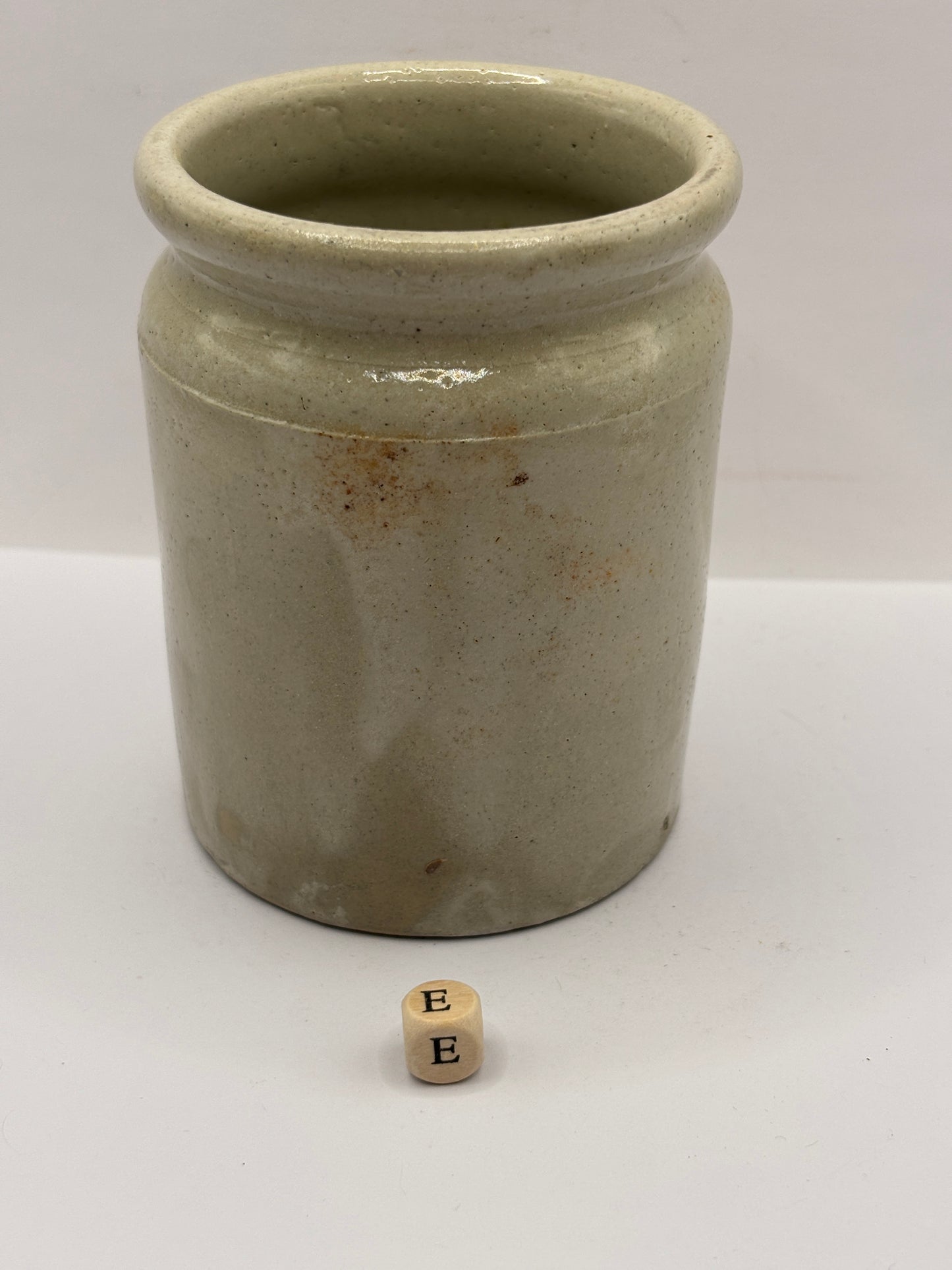 Old 1lb rolled top stoneware jam pot (e) Golden shred brand