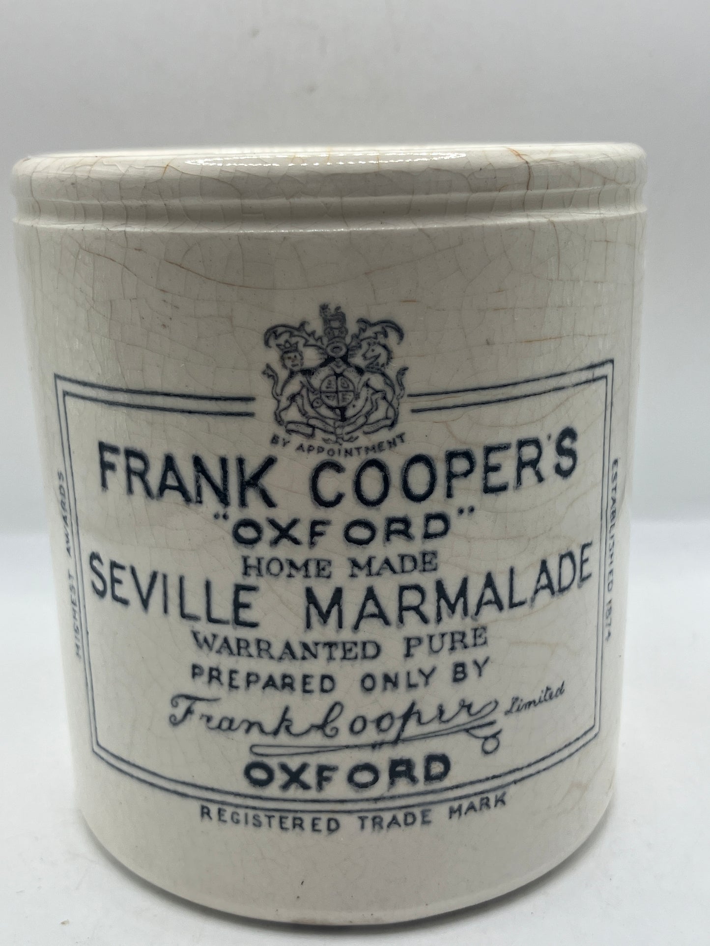 Frank coopers advertising jar, 1lb  (G)