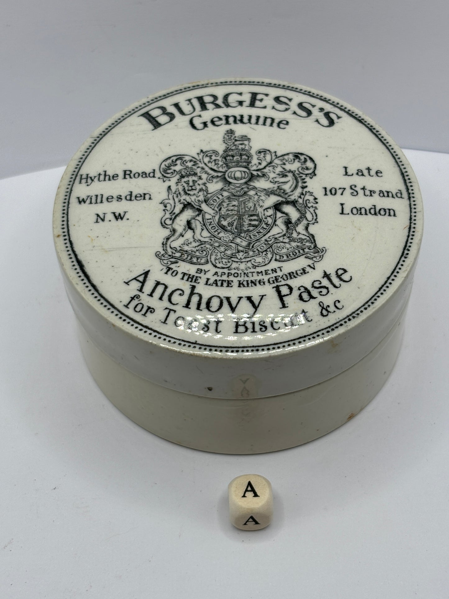 Advertising lid & base, Burgess anchovy paste (A)