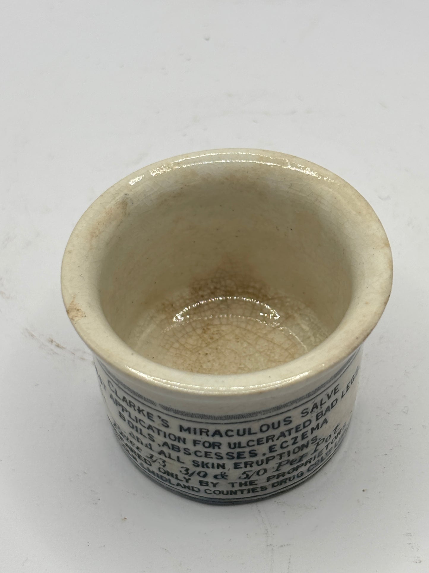 Old Clarke’s miraculous salve ointment pot