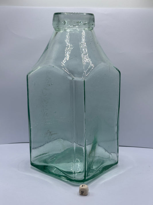 Old large square glass pickle jar 20cms (F)