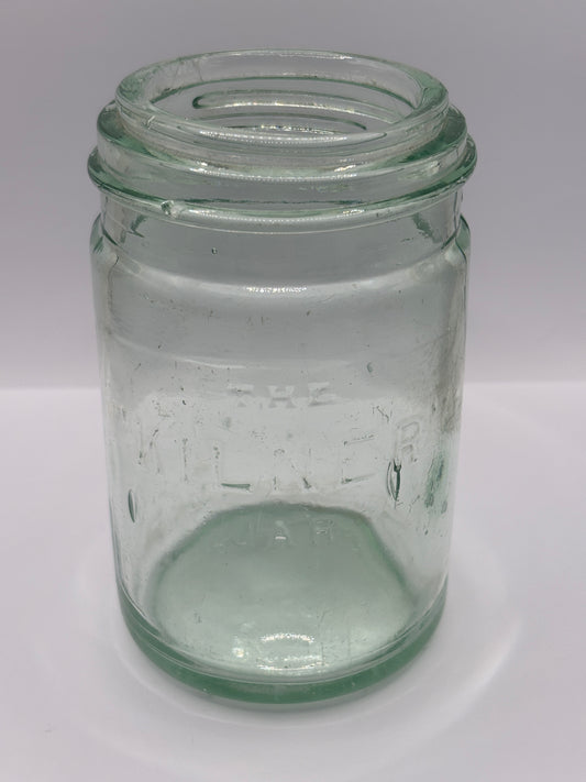 Old aqua glass kilner jar (M)