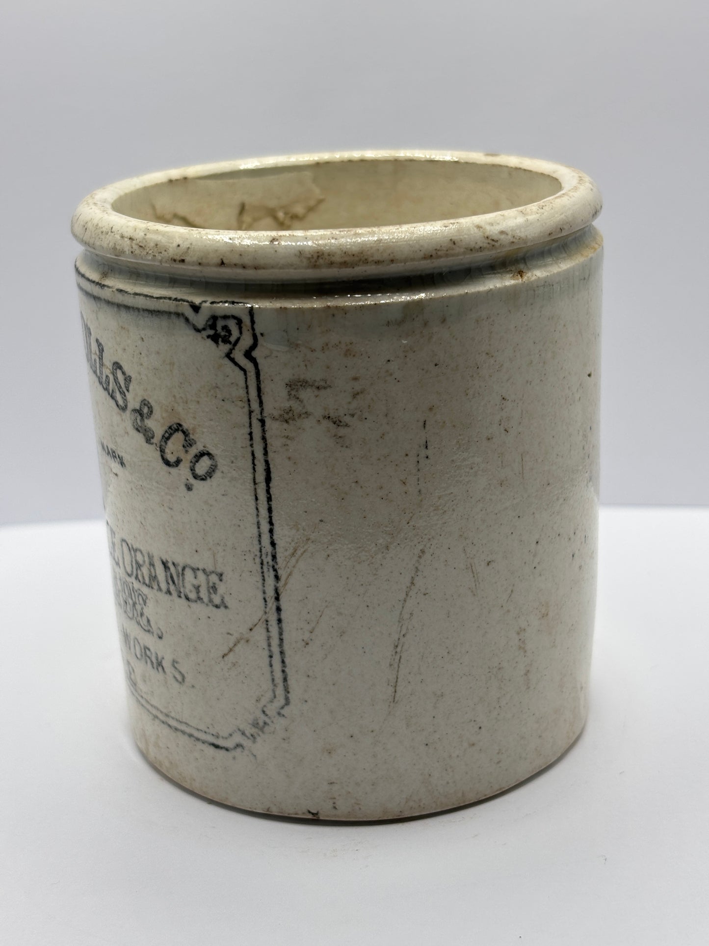 Rare old Clarke Nichols & Co marmalade jar. Repaired