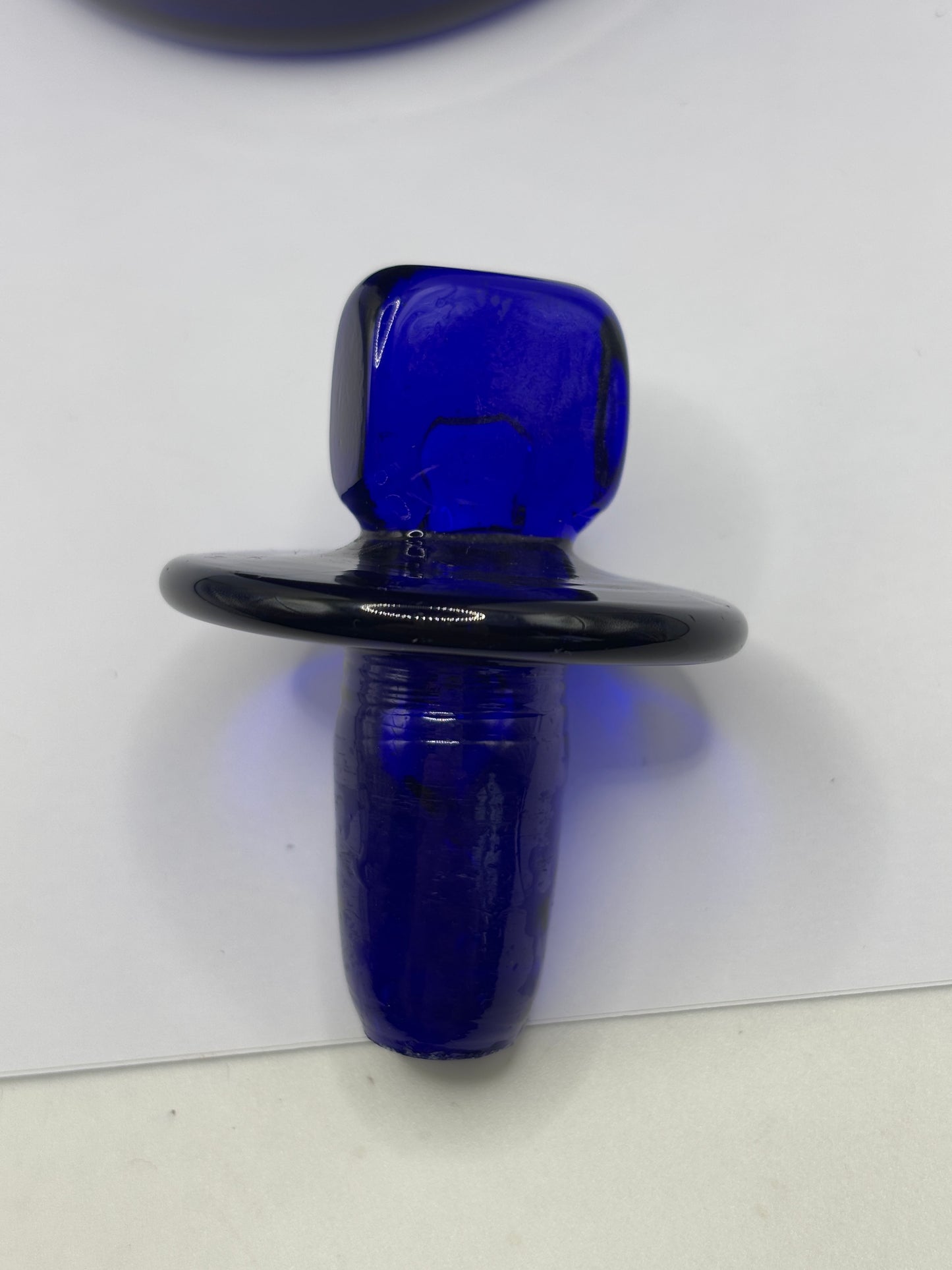 Old pontilled blue glass chemist jar, chemist round. Pharmacy