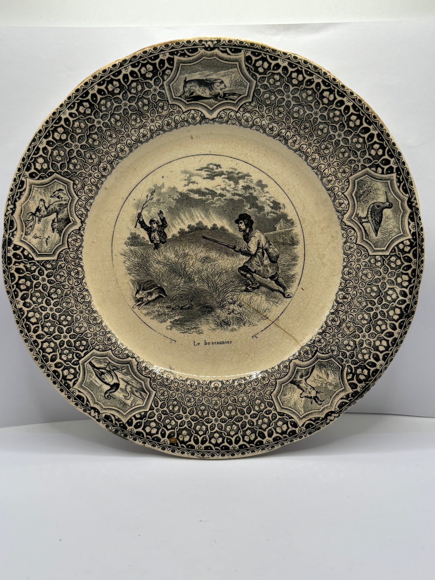 Antique french porcelain plate, mid 19th century