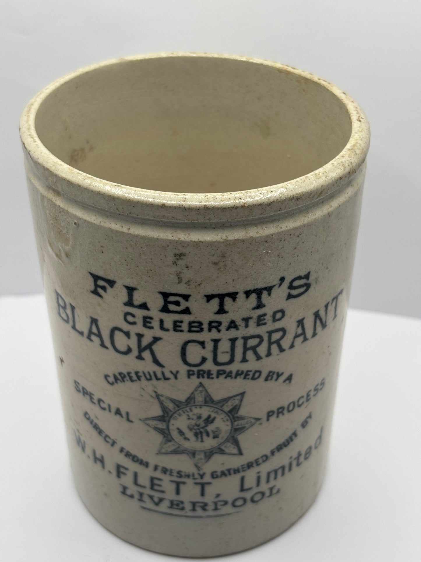 Rare old Fletts advertising Jam jar. Blackcurrant