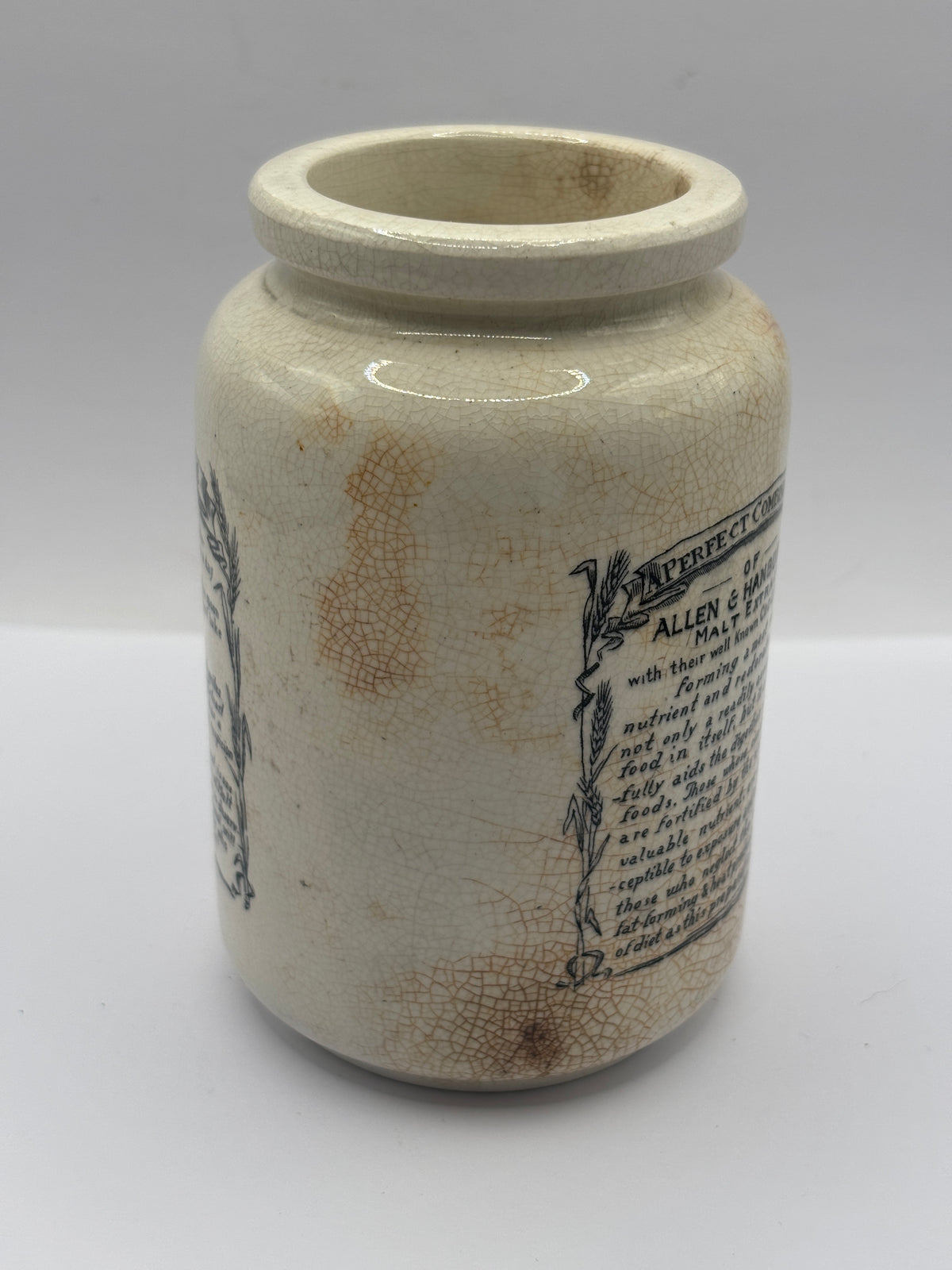 Old advertising jar, Bynol the perfected malt & oil