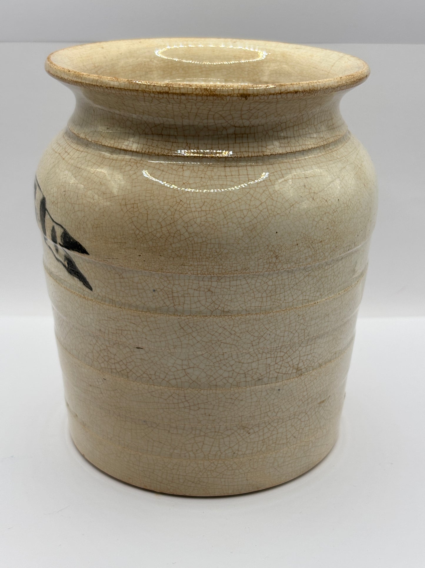 Old rice jar, stained & crazed
