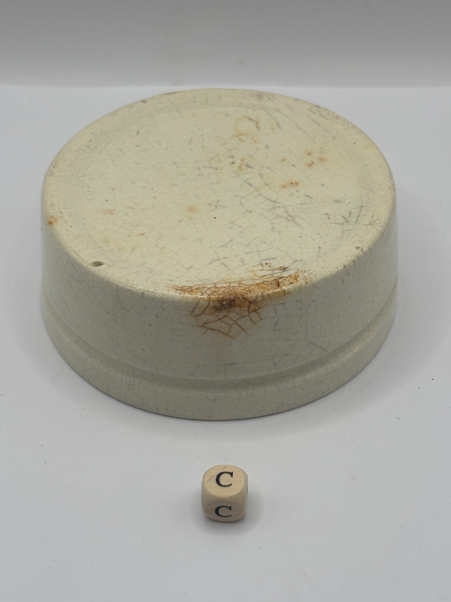 Old plain stoneware meat paste pot, potted meat (c)