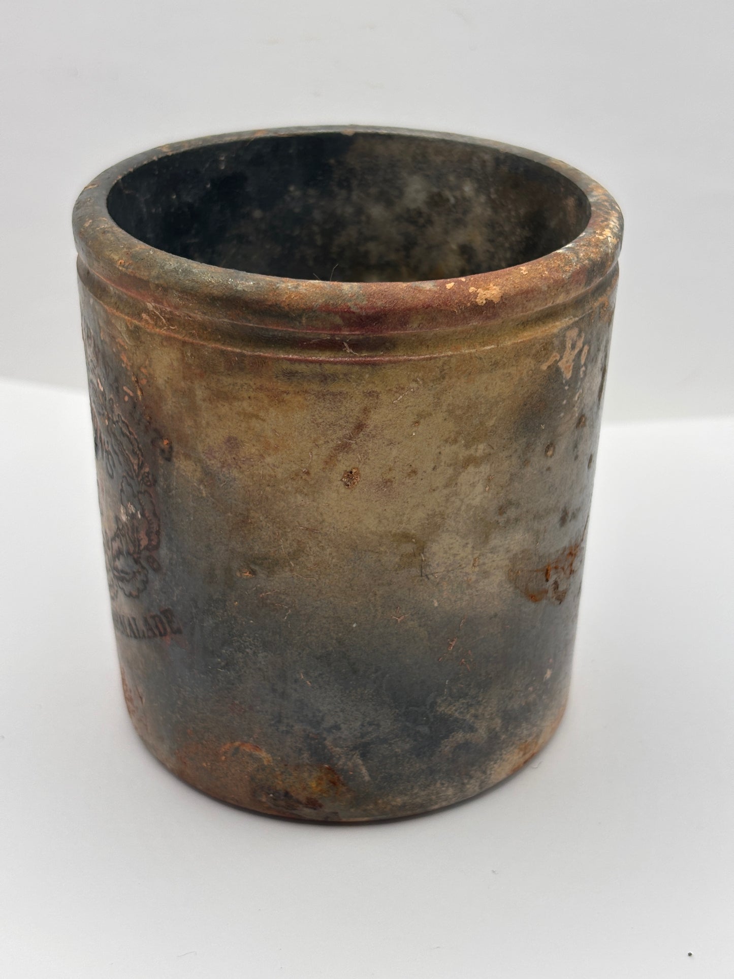 Old 1lb James Keiller Dundee marmalade Jar. Super burnt & crusty