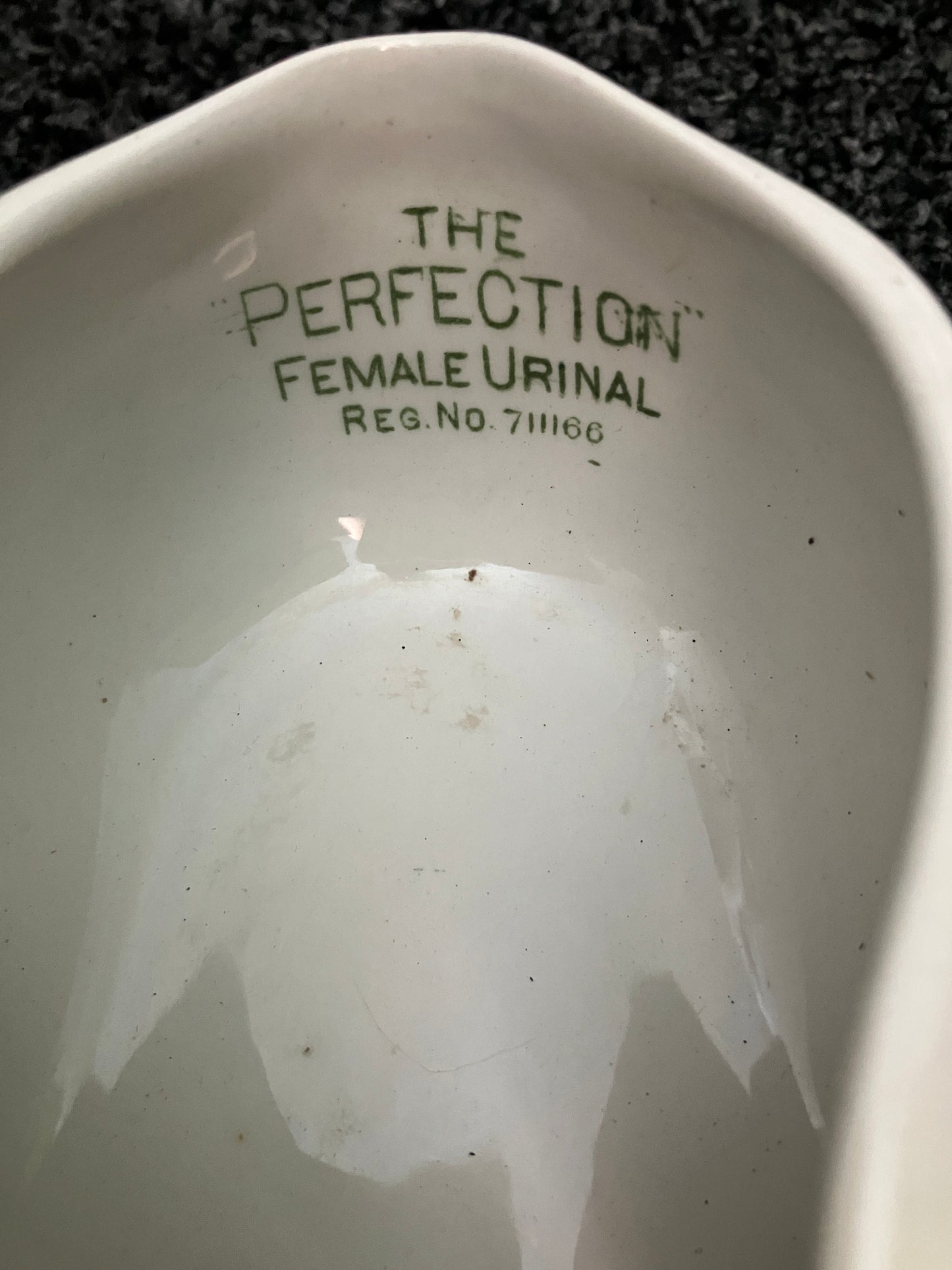 The Perfection female urinal, vintage advertising bed pan