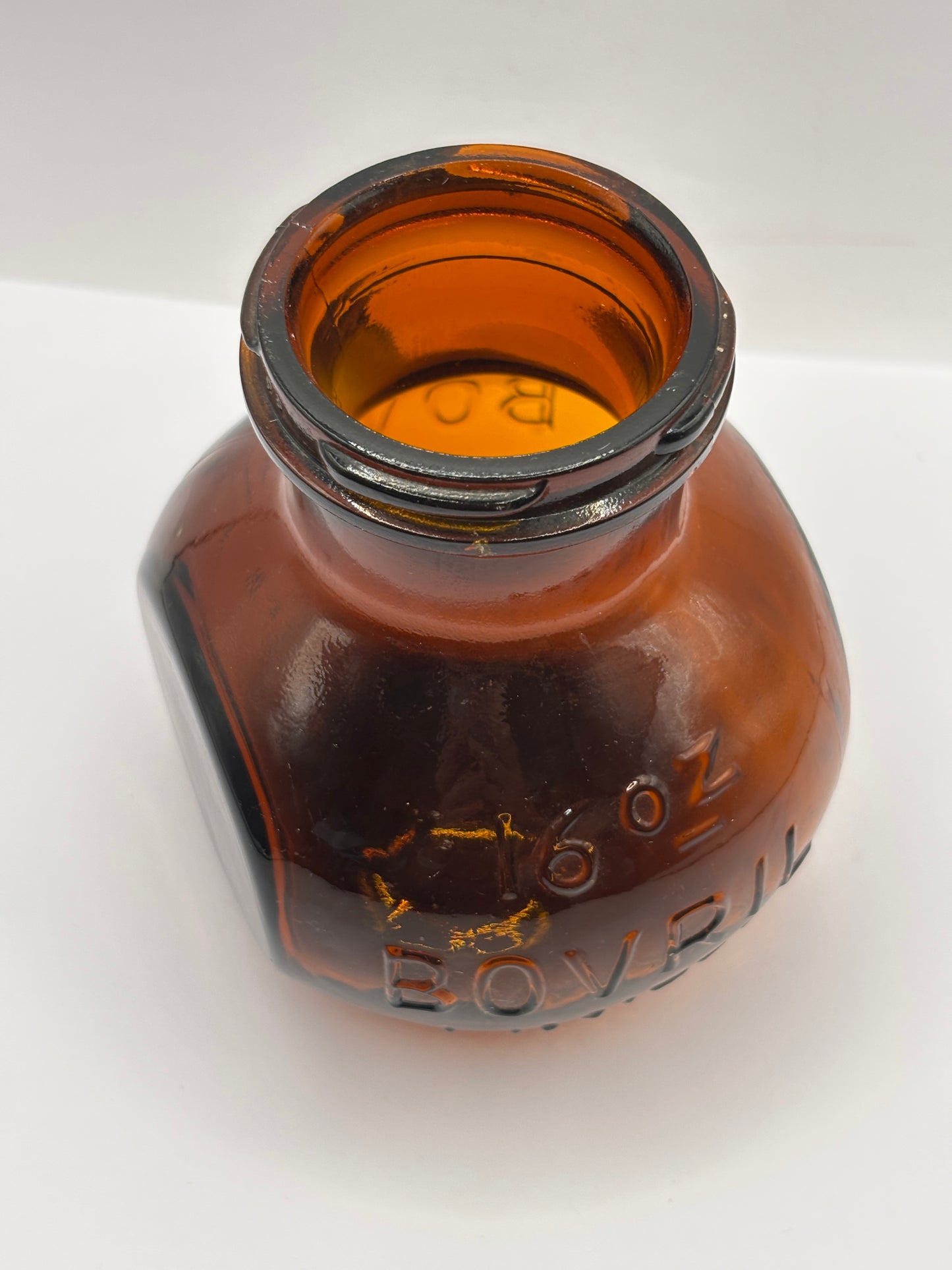 old amber glass bovril bottle 16oz