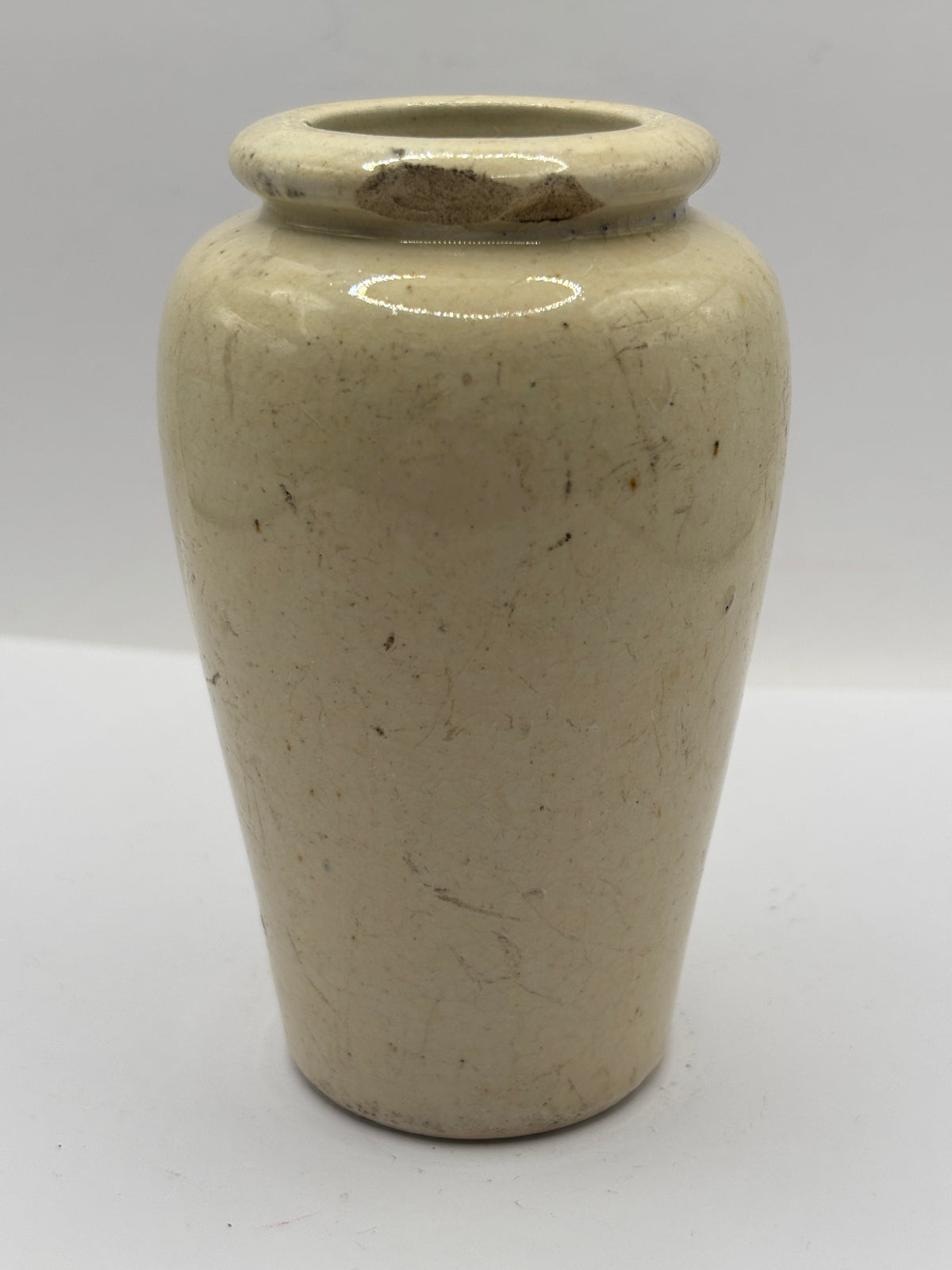Old advertising cream pot, rich preserved cream stranraer, milkmaid. Damaged