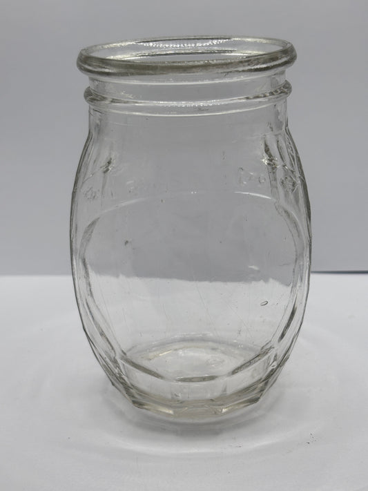 Old clear glass jar, Roses