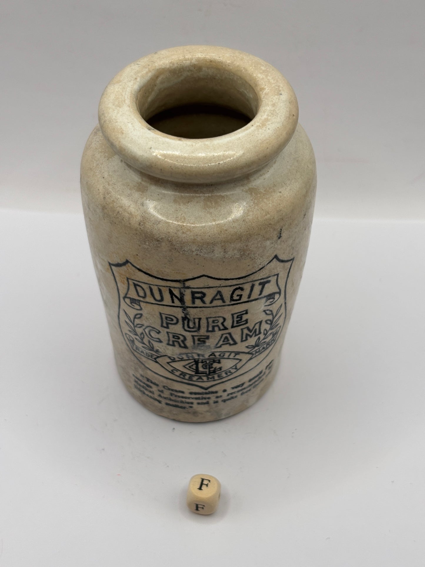 Old advertising cream pot,Dunragit preserved cream (F)