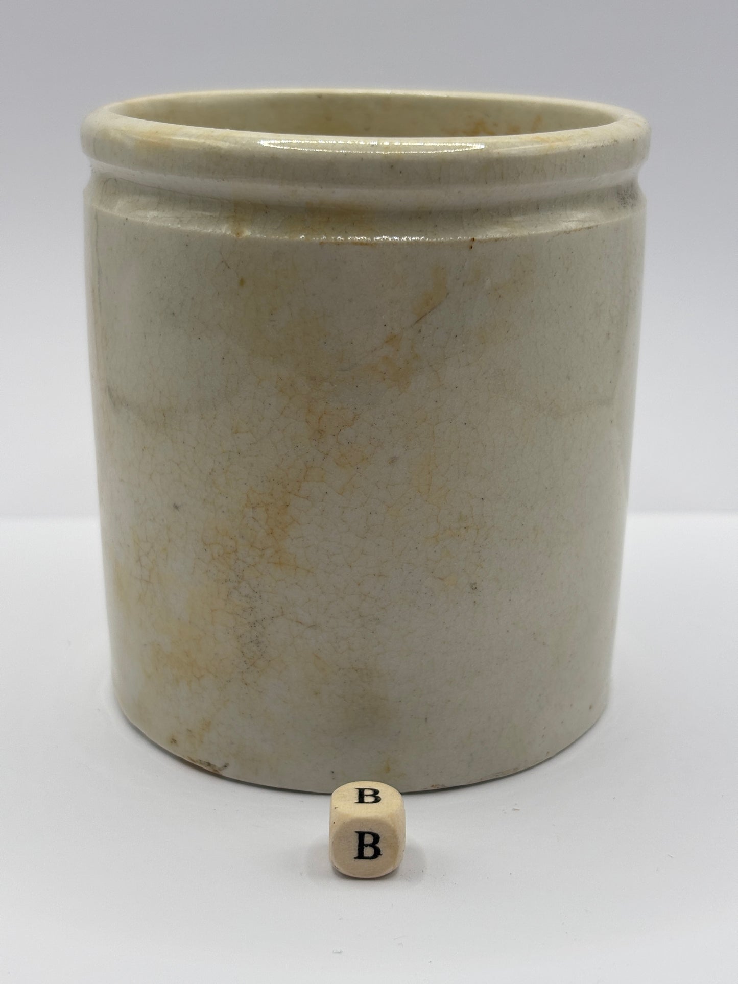 Old stained & crazed marmalade jar (B)