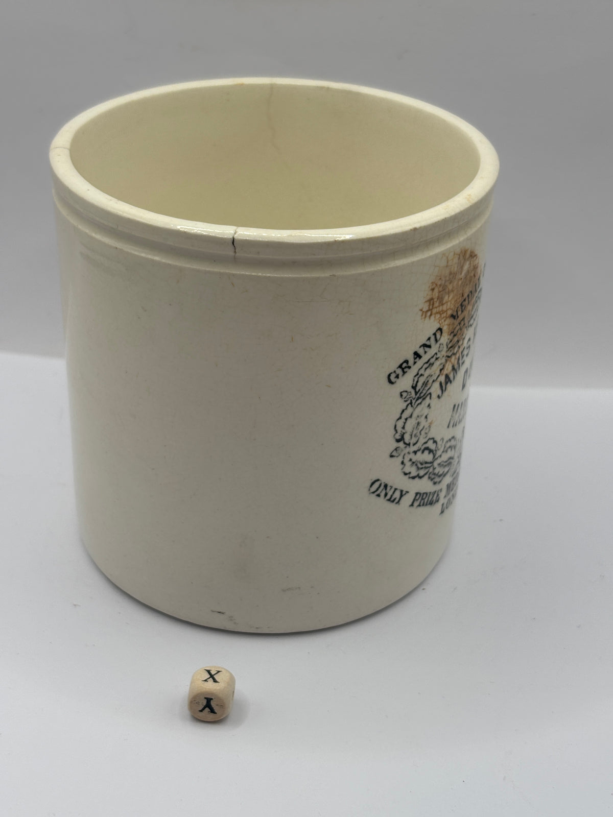 Old 2lb stoneware marmalade pot, James Keiller Dundee marmalade (x)
