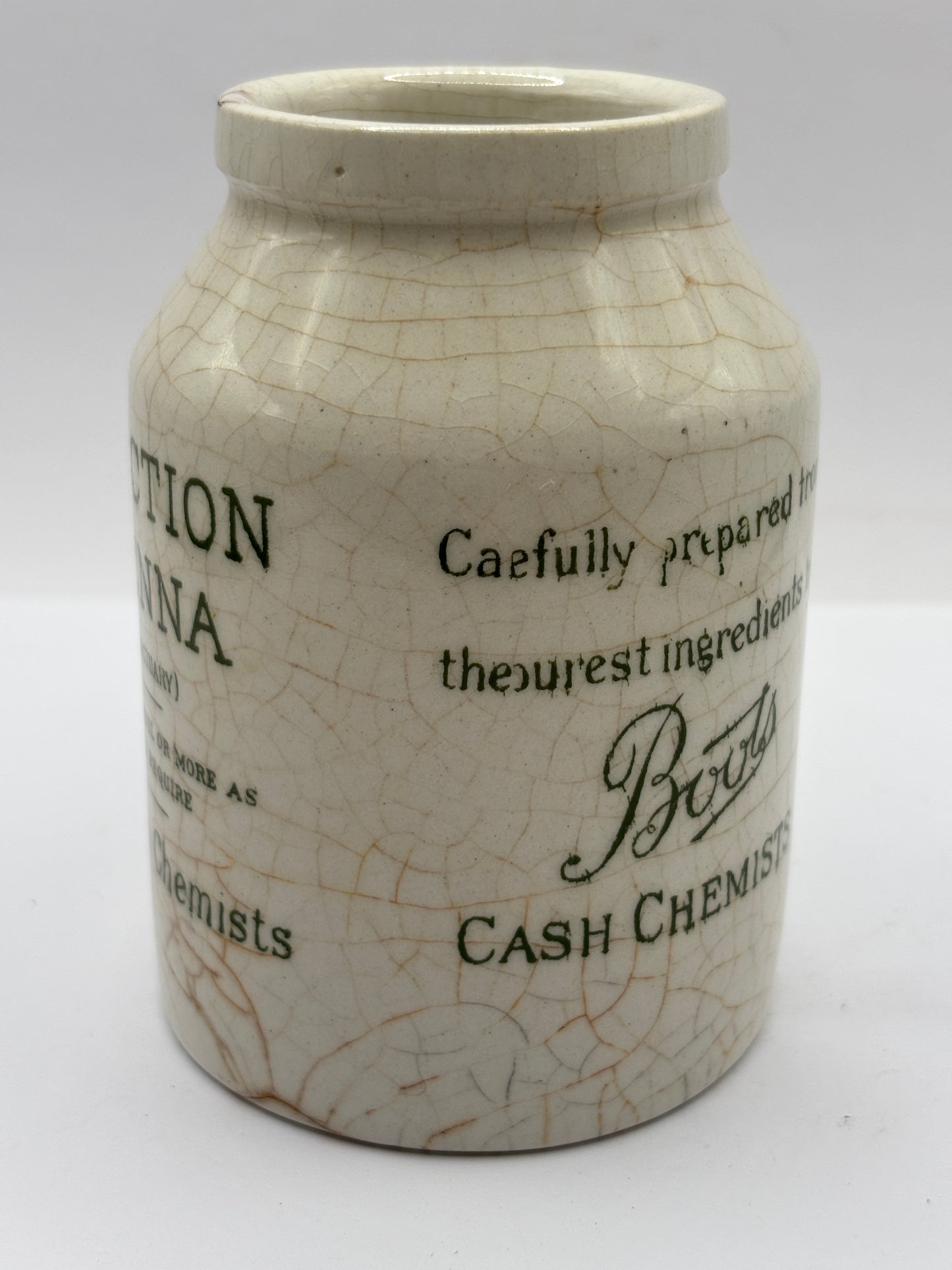 Old advertising jar, Boots confection of senna