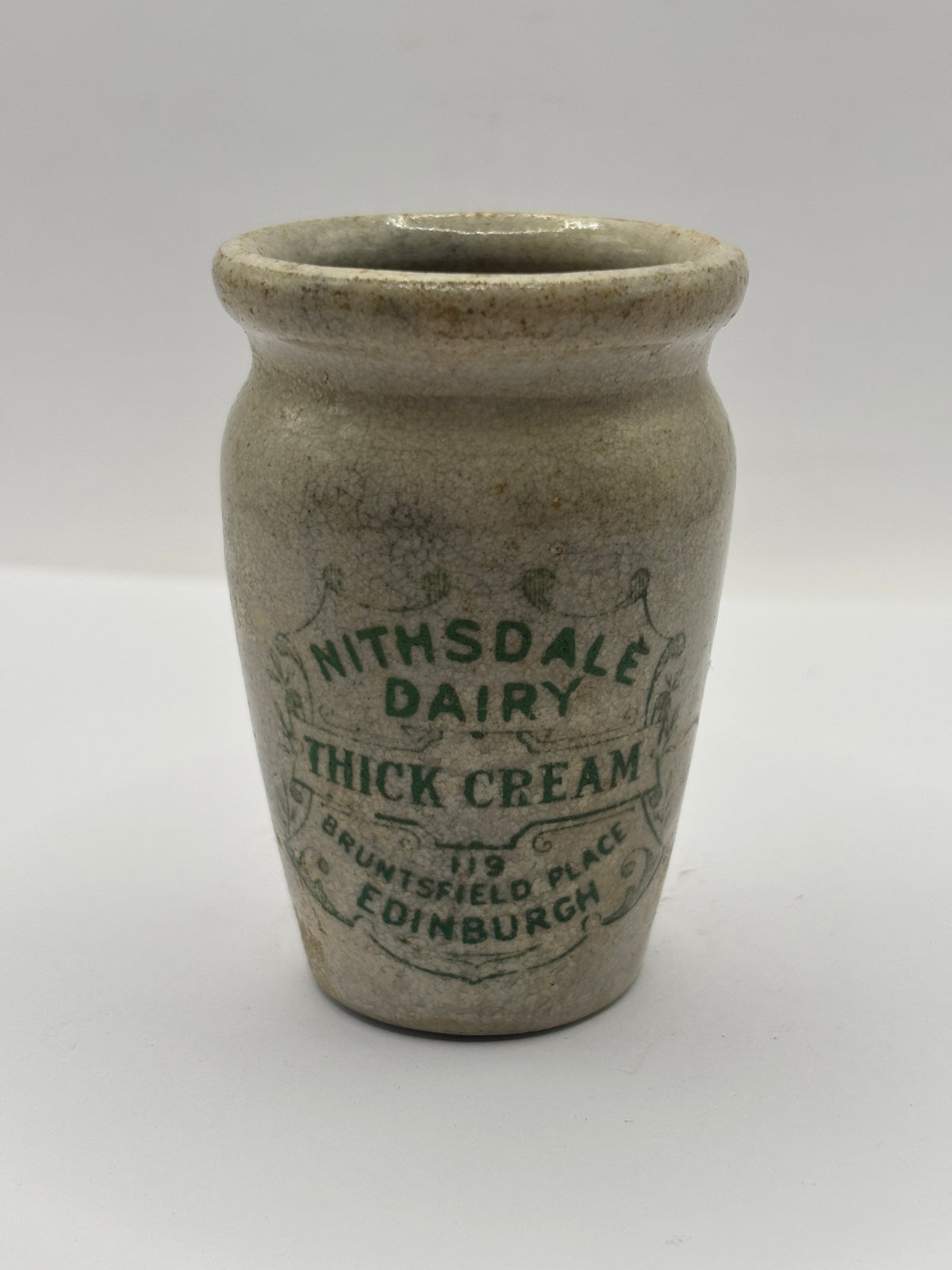 Old advertising cream pot, Nithsdale dairy, thick cream