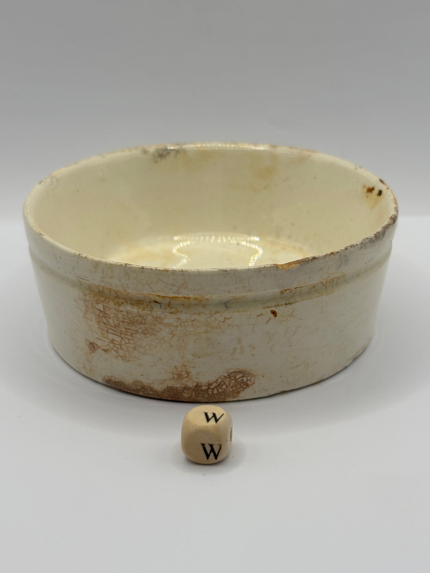Old plain stoneware meat paste pot, potted meat (w)