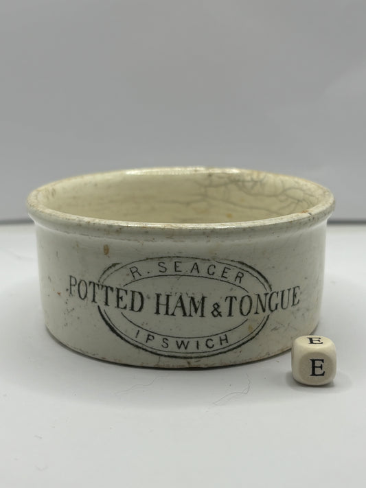 Potted ham & tongue advertising meat paste pot (e)