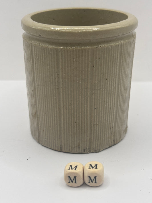 Old small ribbed stoneware jam pot (MM)
