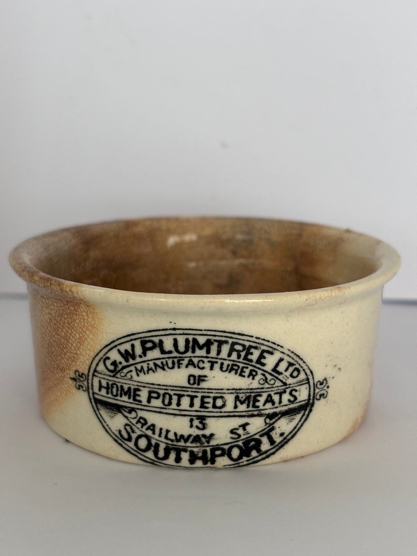 Plumtree home potted meats advertising pot