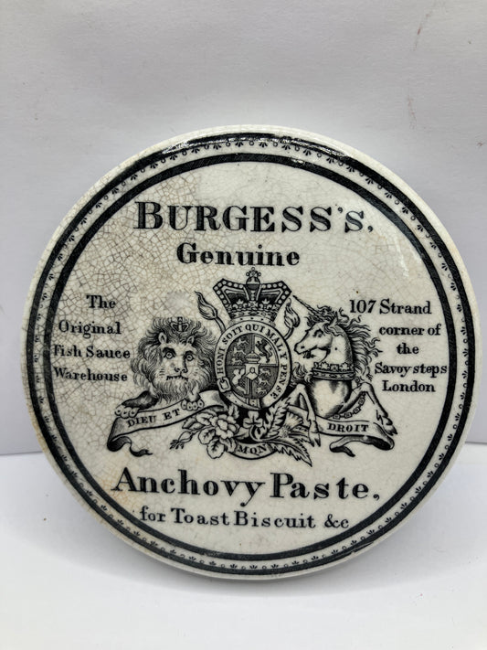 Large Burgess’s genuine anchovy paste lid