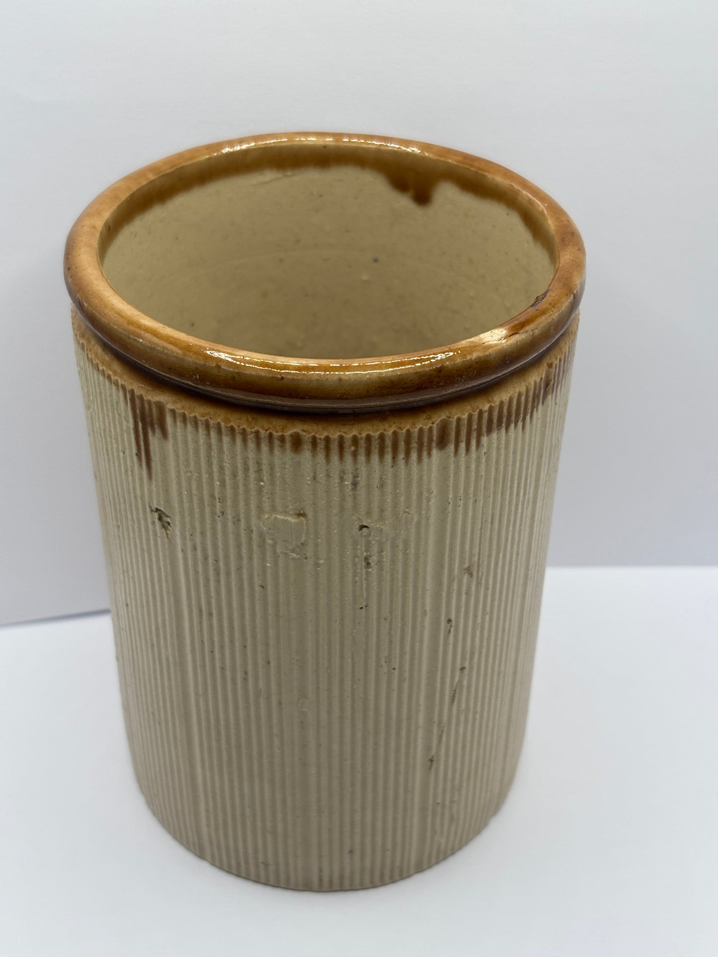 Old 2lb ribbed brown top jam & marmalade pot