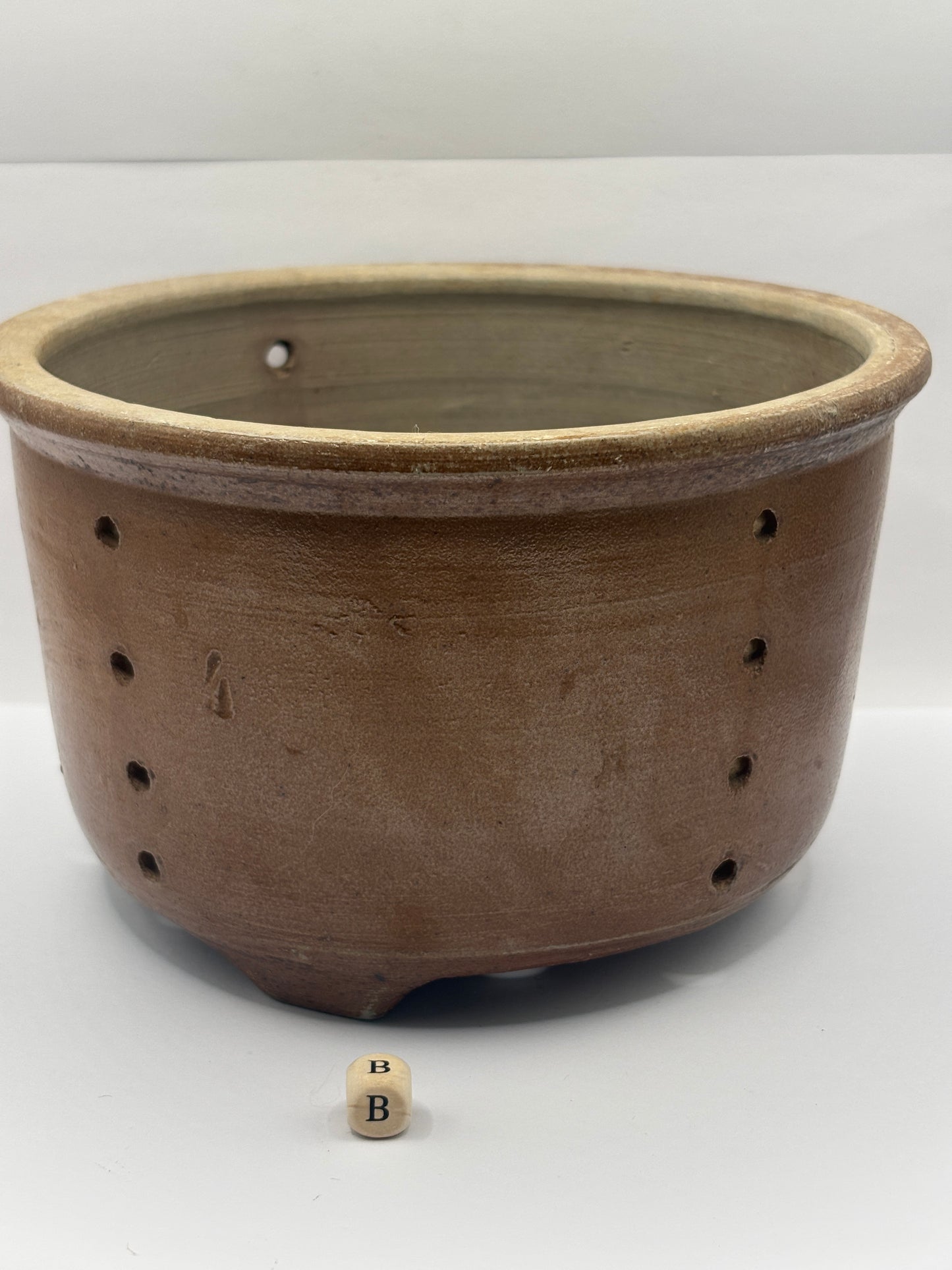 Old french stoneware cheese strainer, cheese mold (B)