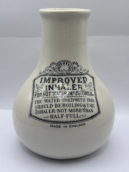 Old stoneware advertising inhaler, improved inhaler