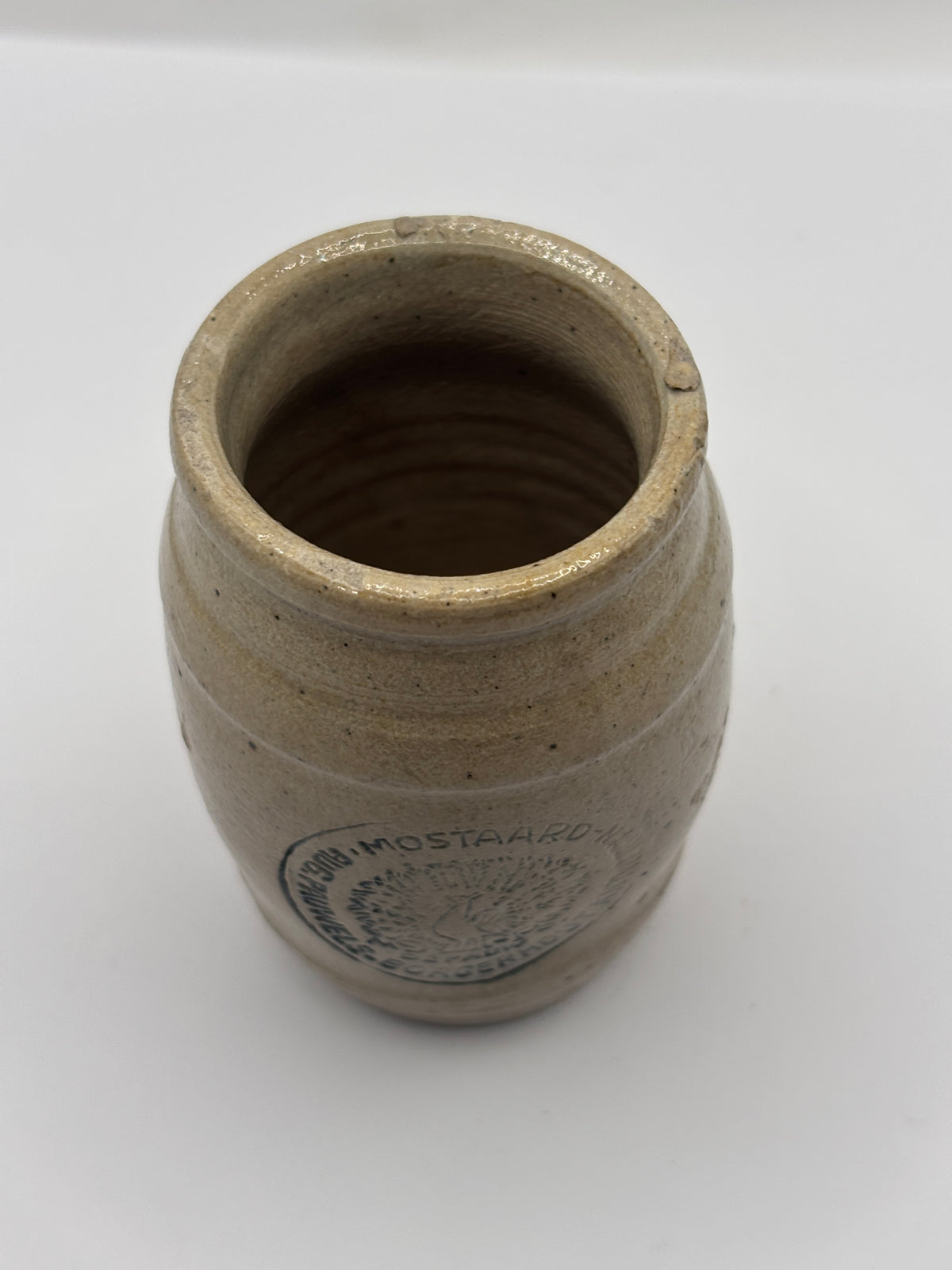 Old advertising blue print mustard pot