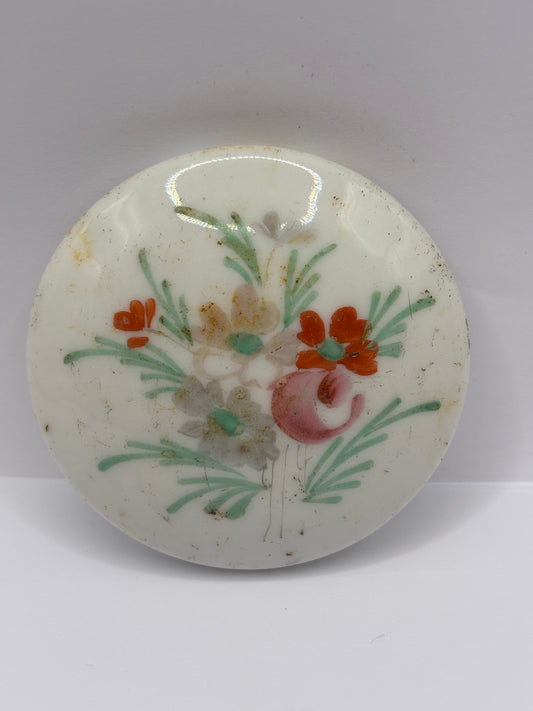Old hand painted pot lid