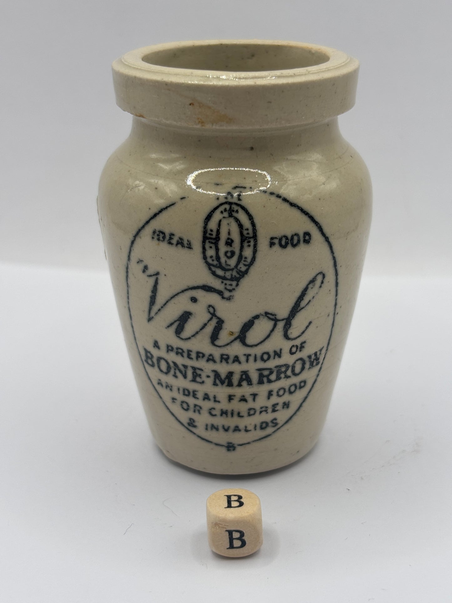 Old stoneware advertising Virol jar (B)