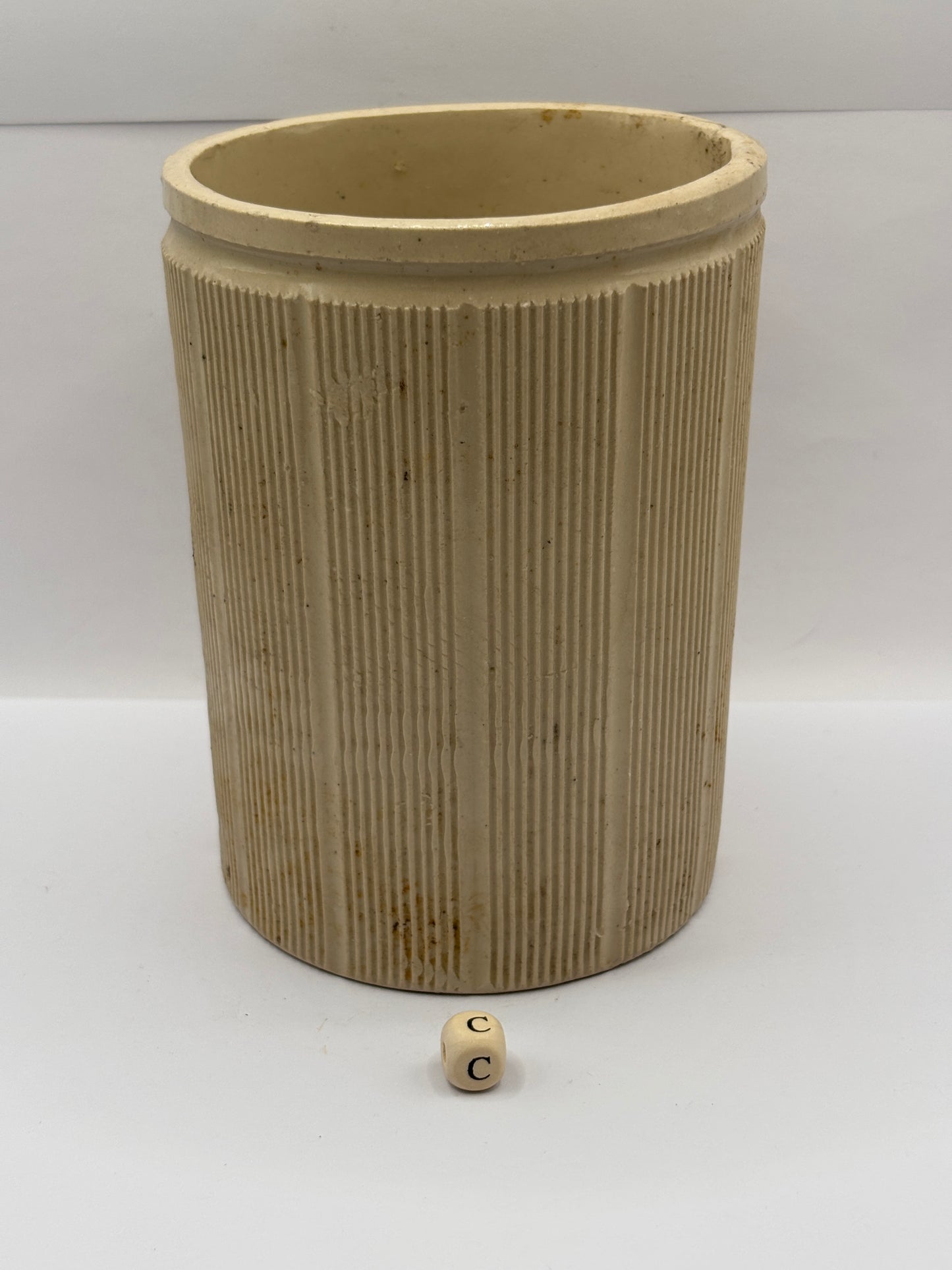 Old 2lb stoneware jam pot with added label (c)