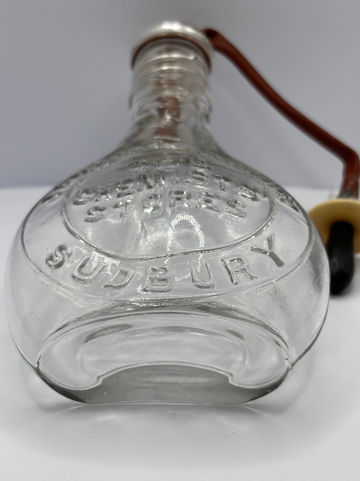 Old Sudbury baby feeder with original pipe. James H Brown the chemists’ stores