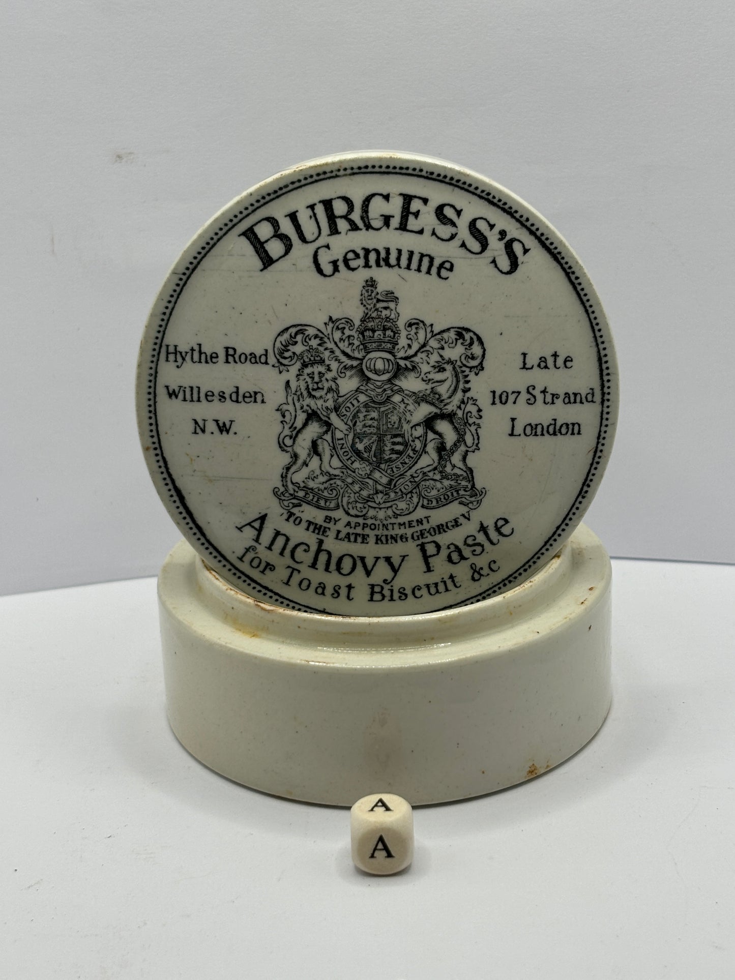 Advertising lid & base, Burgess anchovy paste (A)