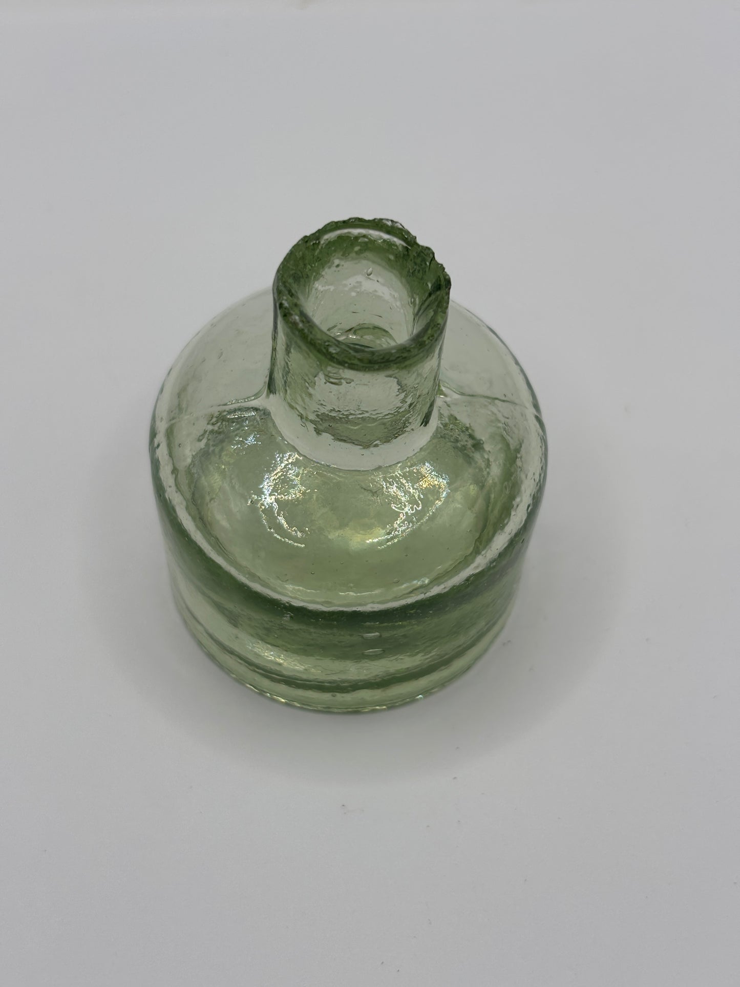 old greeny glass ink,inkwell, ink bottle