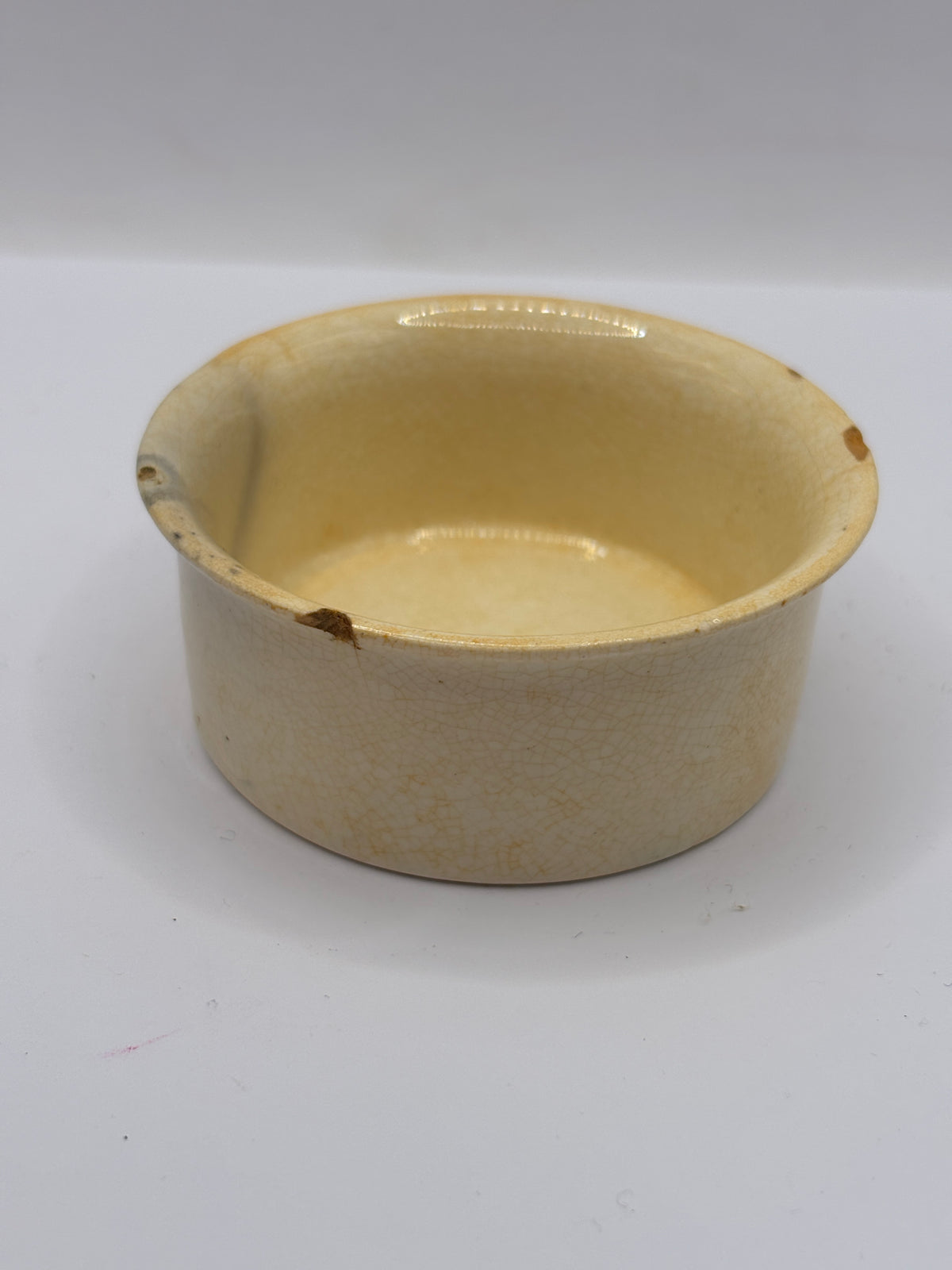 Old small advertising meat paste pot, Plumtree home potted meats