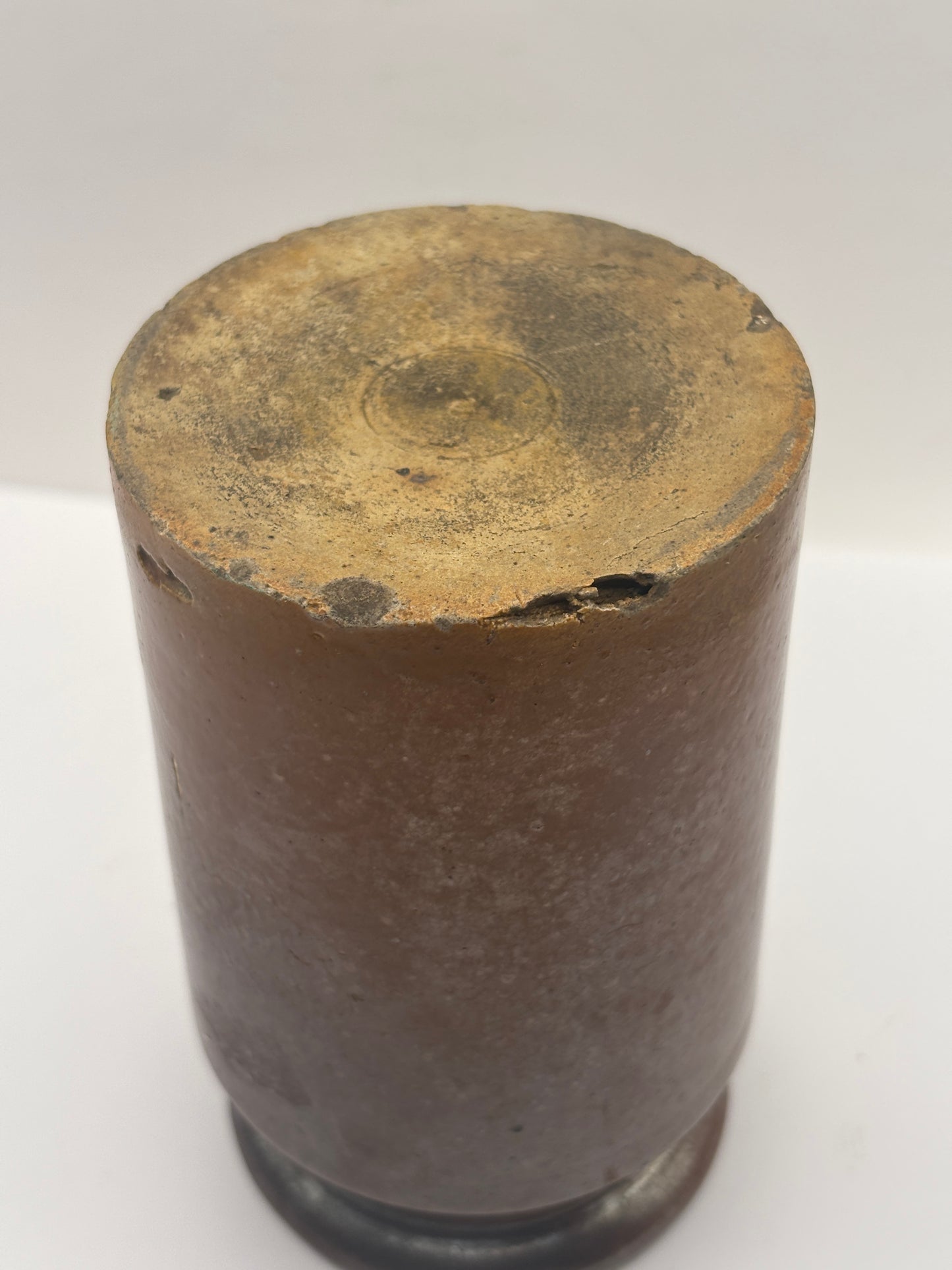 Old brown stoneware salt glaze jar