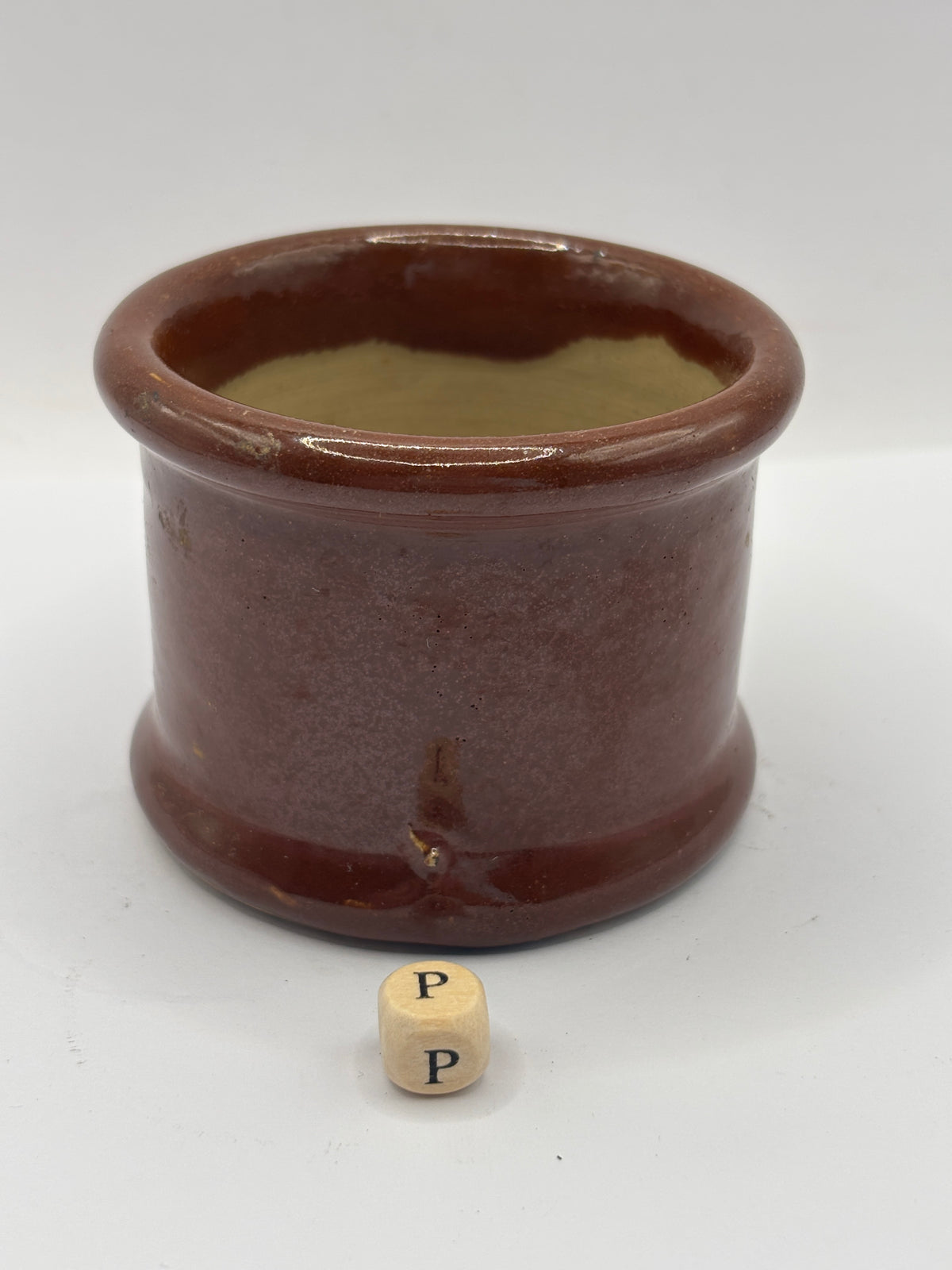 Old brown stoneware cream pot (P)