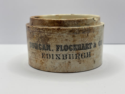 Old large Duncan Flockhart advertising chemist base, stained & crazed