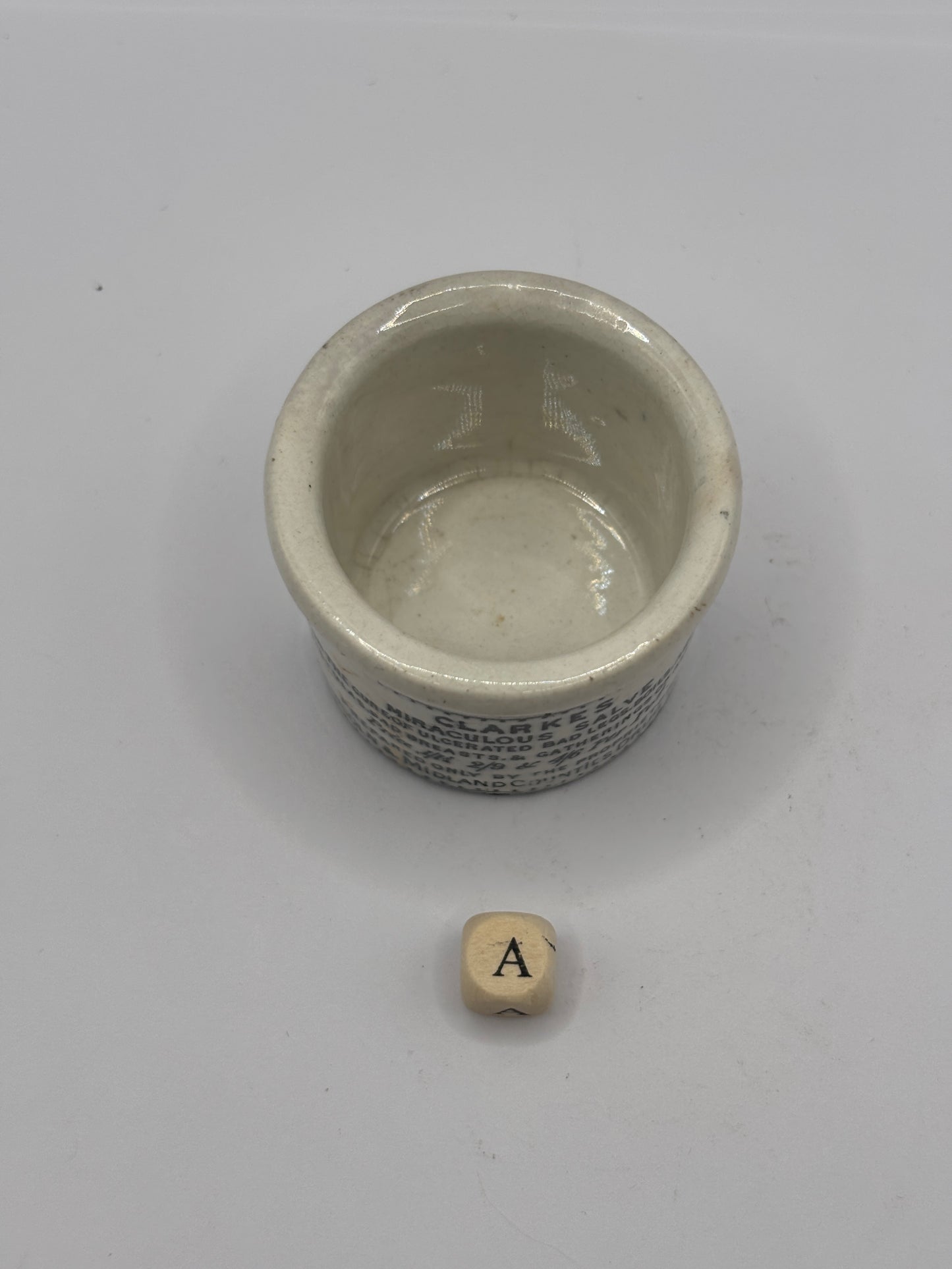 Old advertising ointment pot, clarkes miraculous salve ointment (a)