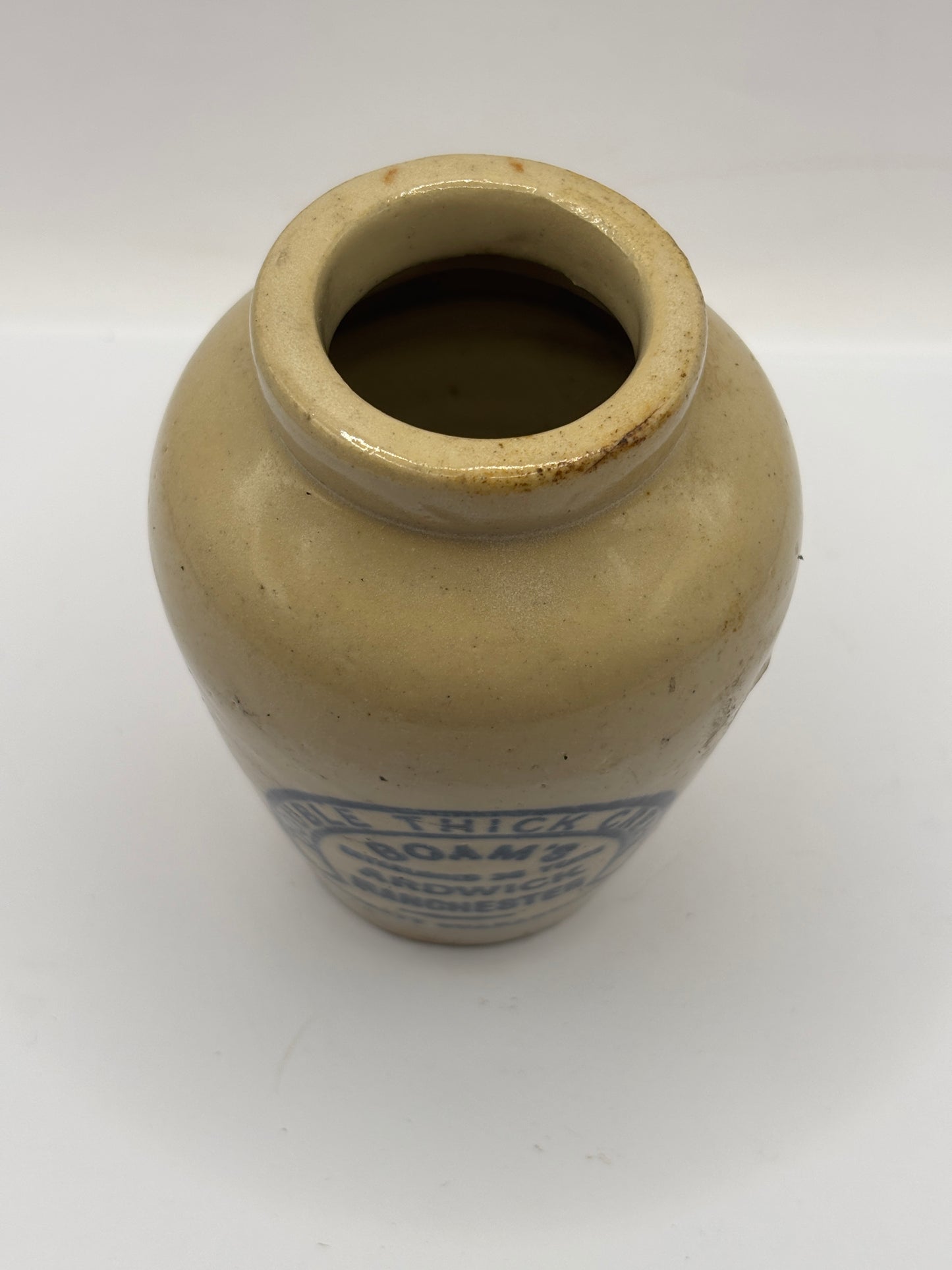 Old advertising cream pot, Boams double thick cream Manchester