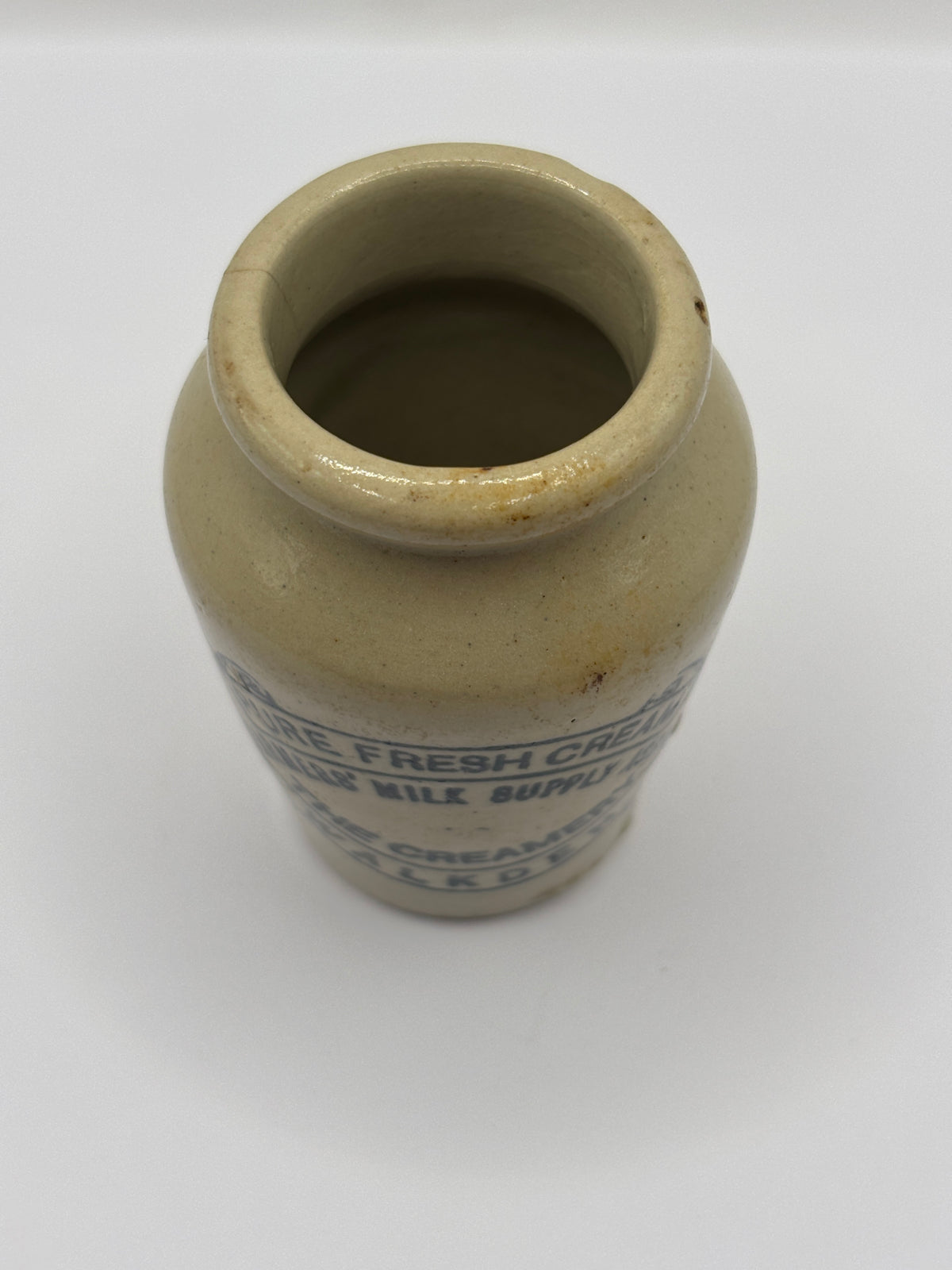 Old advertising cream pot, Pure fresh cream, The Creamery, Walkden