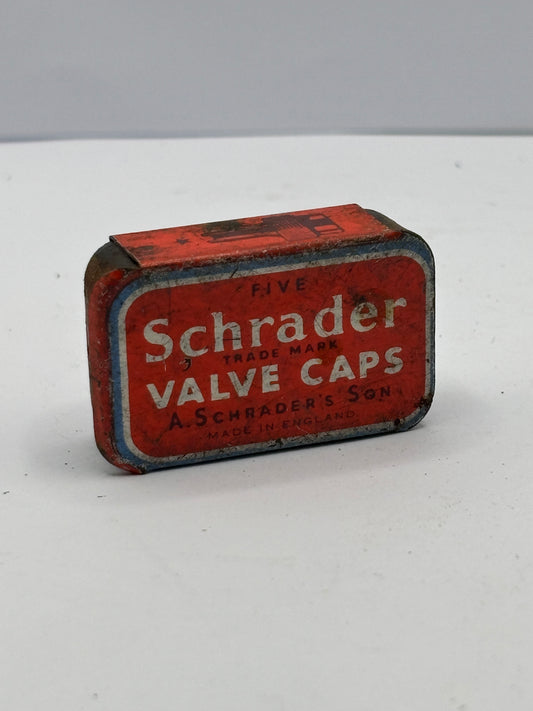 Small advertising tin, Shrader valve caps